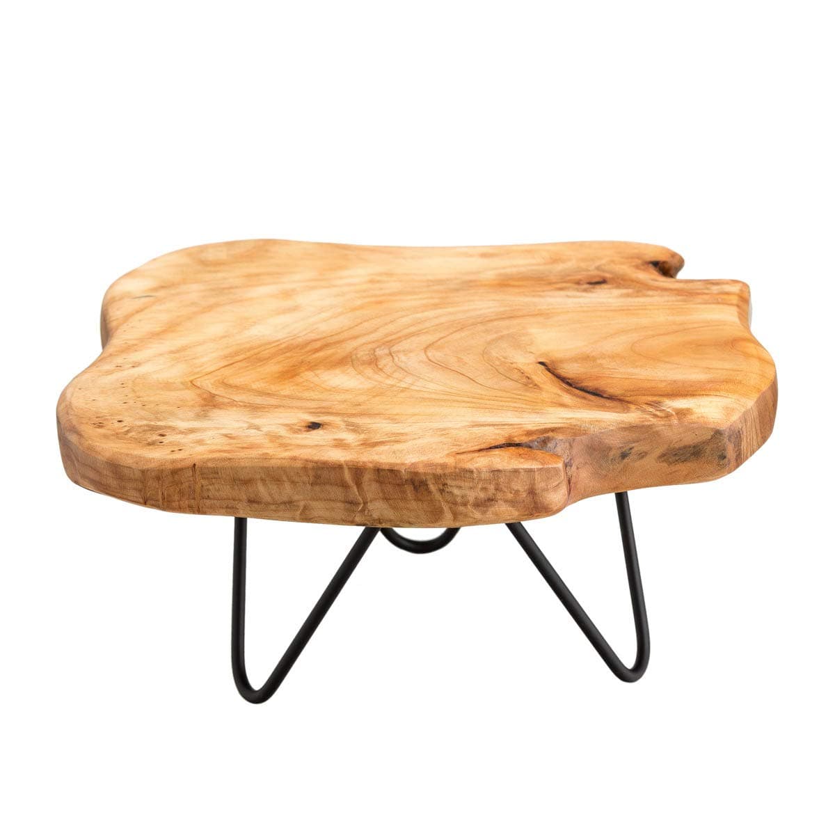 TJ Global Natural Edge Wooden Stand with Hairpin Legs for Displaying Cakes Plants Candles Decor L10 x W9 x H5