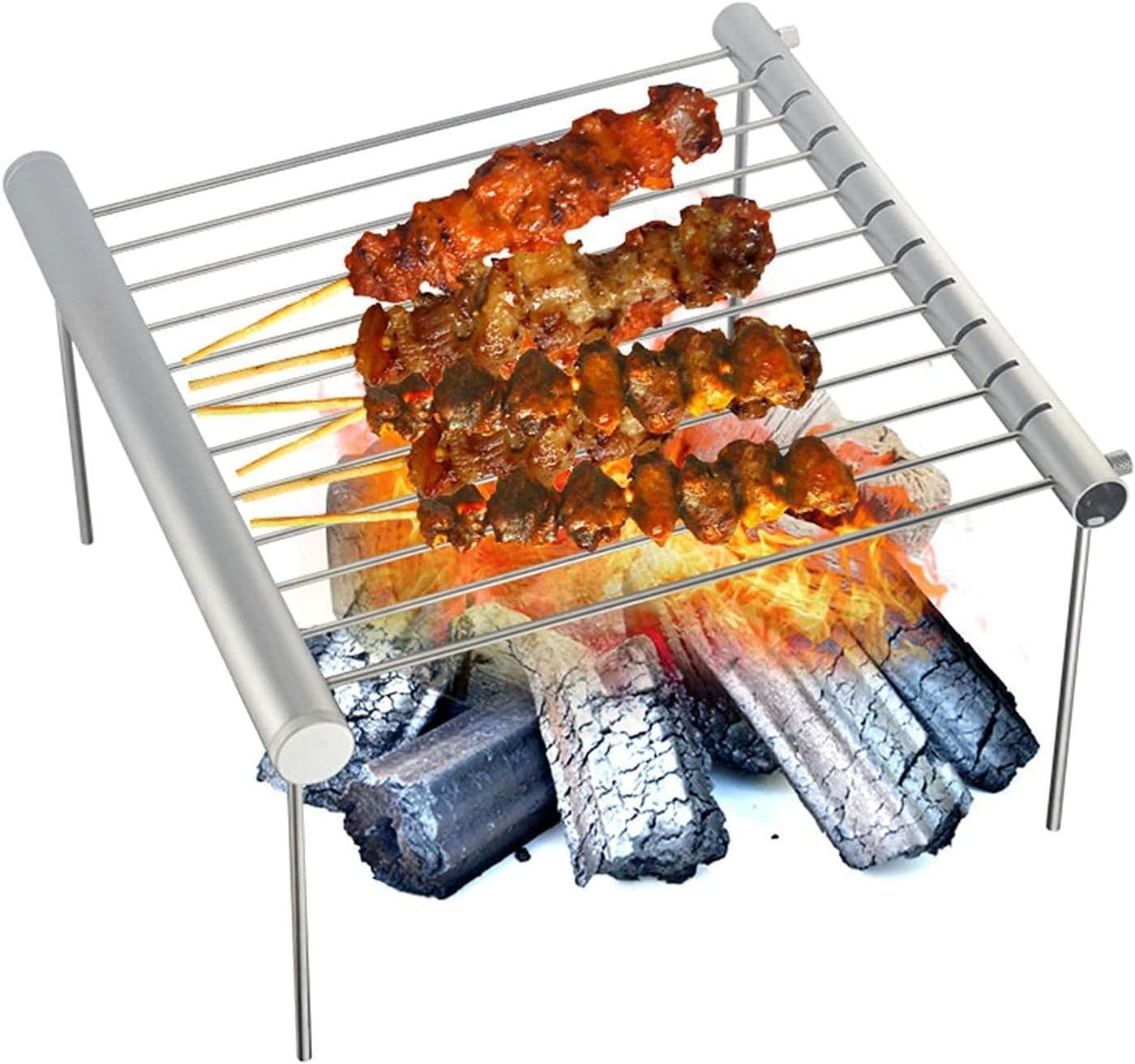Sisliya Portable Camping Grill Folding Compact Stainless Steel Charcoal Barbeque Grill for Picnics Backpacking Backyards Survival
