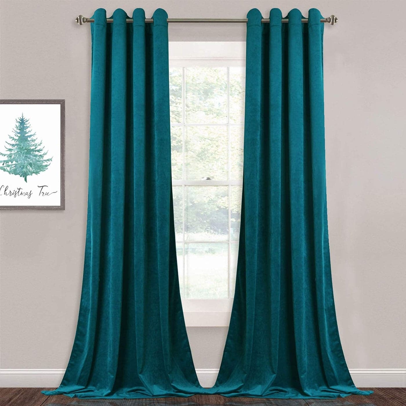 StangH Teal Velvet Curtains Blackout HeavyDuty Thermal Insulated Drapes Home Decor for Farmhouse Living RoomVilla Window 52 by 84Inch 2 Panels