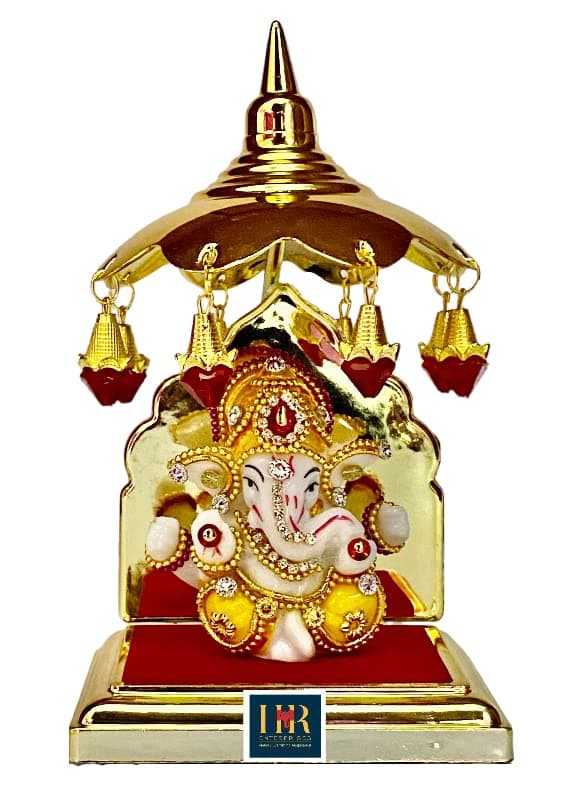 HR Enterprises 104M Lord Ganesha Idol for Home Decor Ganesha Idol for car DashboardStatue for Living Roomshowpieces in HomeUmbrella for Idol