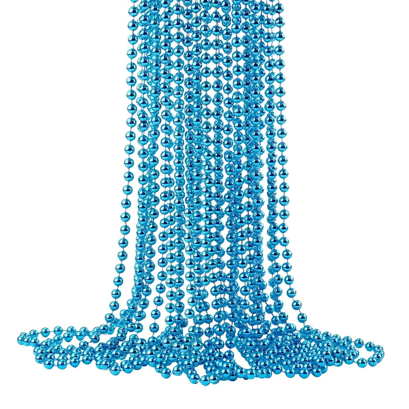 YAXINRUI 15 PCS Teal Bead Necklaces, Teal Mardi Gras Beads, 33 Inch 7 mm Round Beaded Necklaces School Spirit Day Necklace for Mardi Gras Party Christmas Festive Events, Party Favors