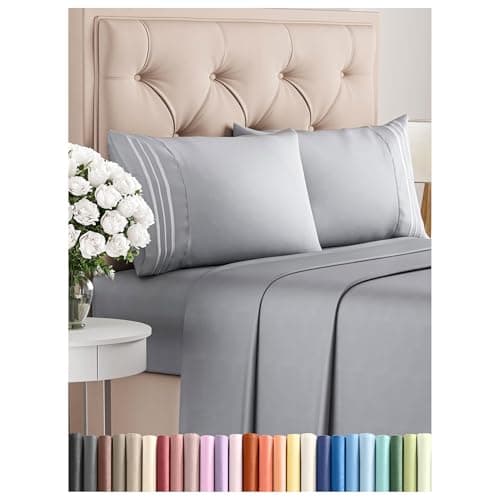 Full Size 4 Piece Sheet Set Comfy Breathable Cooling Bed Sheets Set Hotel Luxury Bedding for Women Men Kids Teens Boys Girls Deep Pockets Soft and Wrinkle Free OekoTex Steel Blue