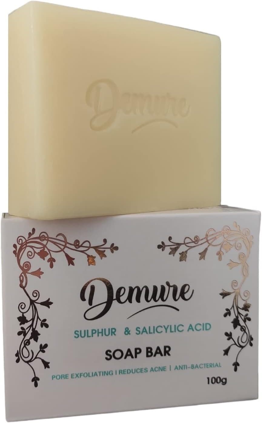Demure Sulphur and Salicylic Acid Exfoliating Soap Bar Pore Exfoliating Reduces Acne Soothing and Moisturising Softening Skin AntiBlemish