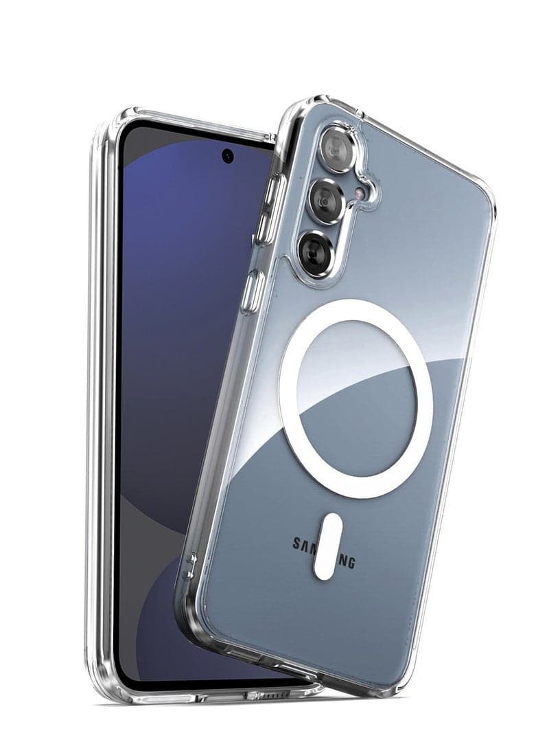 Samsung Galaxy S24 FE 5G 2024 Magnetic Case – Slim Transparent Flexible TPU Shockproof Magsafe Back Phone Case – Clear – Ultra-Slim, Full Protection, Anti-Scratch, Easy Access to Ports