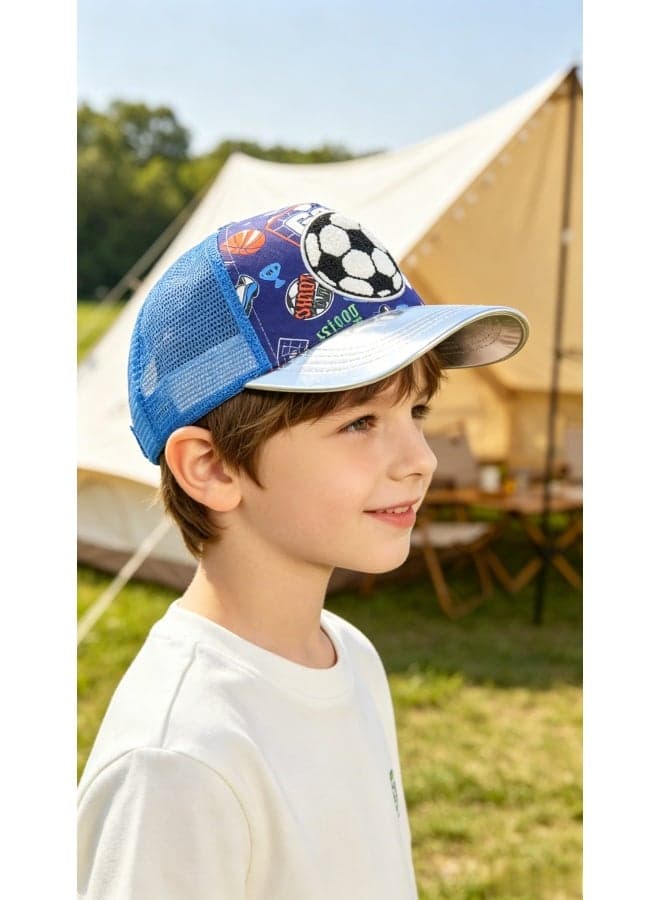 Kids Football Shiny Baseball Cap 5-12 Years Old UV Protection Breathable Mesh Sun Hat Boys Summer Outdoor Sports Sun Cap Kids Cap、Baseball Cap、Sun Cap、Summer Cap、boys Cap、Kids Hat