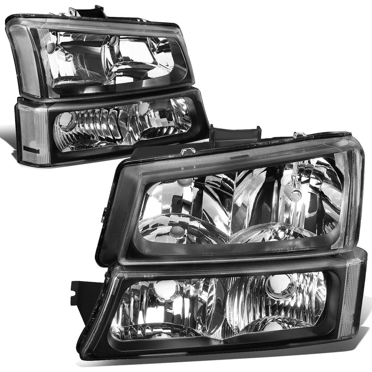 DNA MOTORING Pair Headlight Assembly Compatible with 20032006 Chevy Silverado 1500 2500 3500 1500 HD 2500 HD Avalanche 1500 2500 wo Factory Cladding BlackClear HLOHCS034PBKCL1