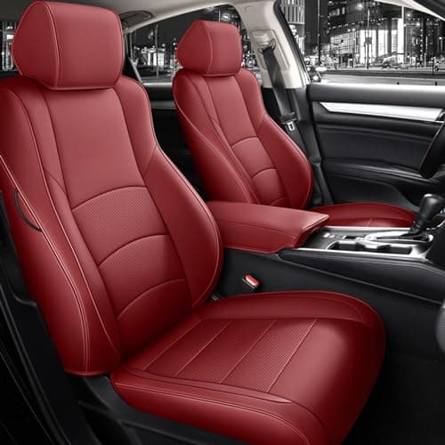 HKZ Custom Fit Accord Car Seat Covers for Honda Accord 2018 2019 2020 2021 2022 LX (Rear Row W/Solid Folding Backrest) - 5-Seats Full Set, Leather (Burgundy)