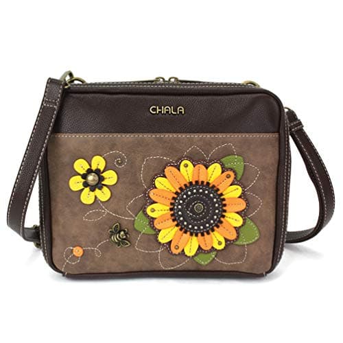 CHALA Companion Organizer Crossbody with Adjustable Strap and Built-In Wallet - Sunflower - brown
