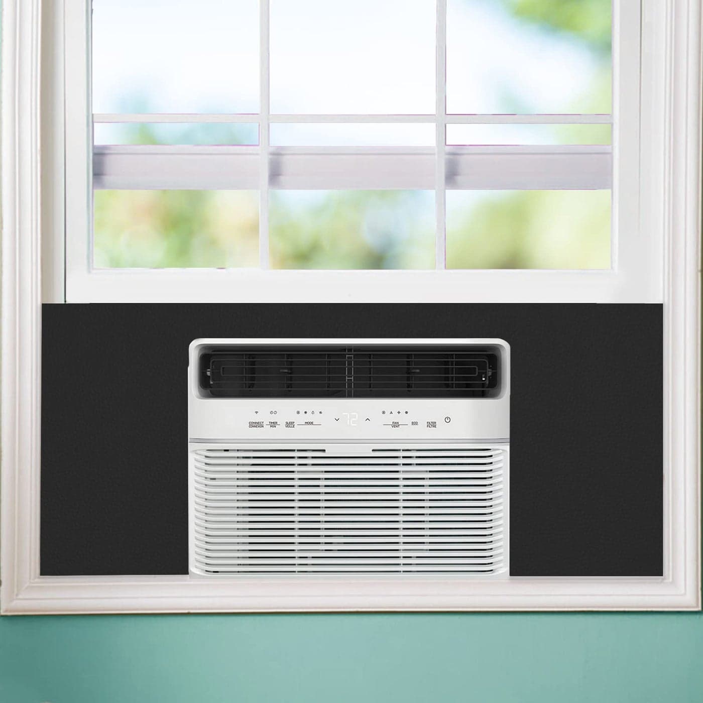 Flehomo Window AC Side Panel Full Surround Insulation Window Air Conditioner Foam Panels Insulated Side Panels Kit for Window AC Units for Winter and Summer Black