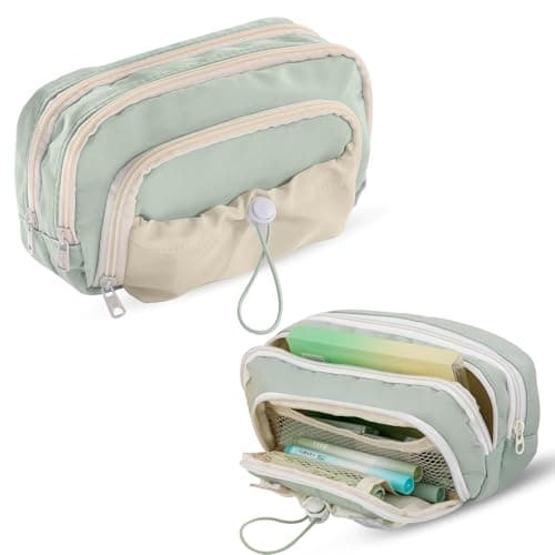 Hexwell Pencil Cases Large Capacity Pencil Bag Pouch Holder Box for Girls Kids Office Students Organizer School Stationery Supplies (Pista Green)