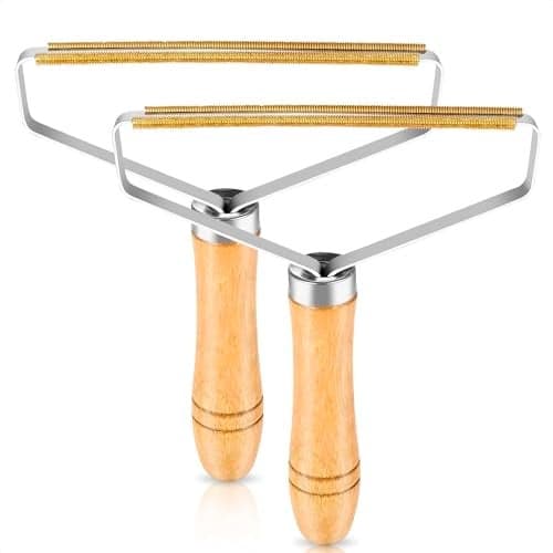 Pet Hair Removers 2 Pack Reusable Metal Lint Remover Tool Durable Pet Hair Remover Tool with Wooden Handle Portable Fabric Shaver Fuzz Cleaner for Clothes Carpet Furniture Couch