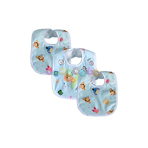 DOMENICO Baby Soft Feeding Bibs/Apron Cute Multi Print|with Tich Button| Waterproof Newborn Baby Bib Set