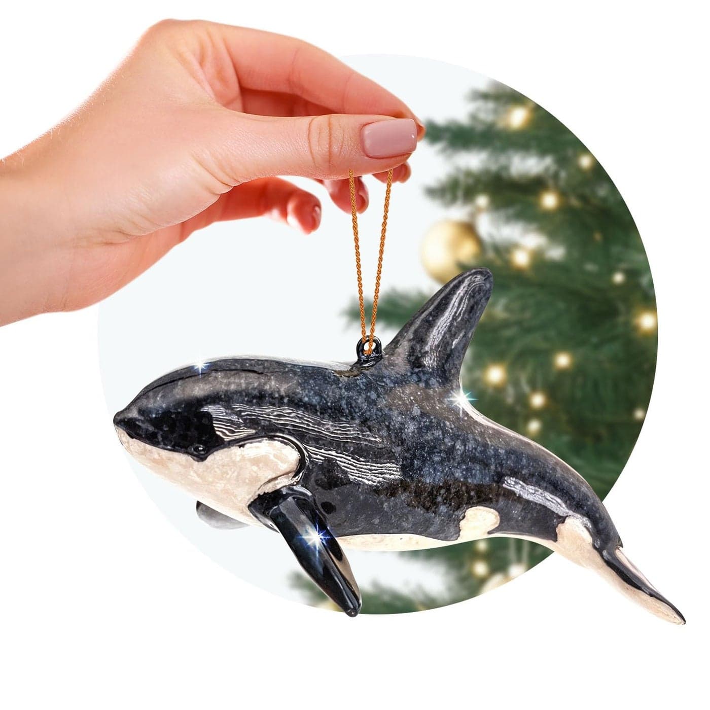 HandPainted Beach Christmas Ornament Coastal Tree Decoration for Ocean Lovers Unique Nautical Ornament for Christmas Tree or Stocking Stuffer Gift Orca Killer Whale