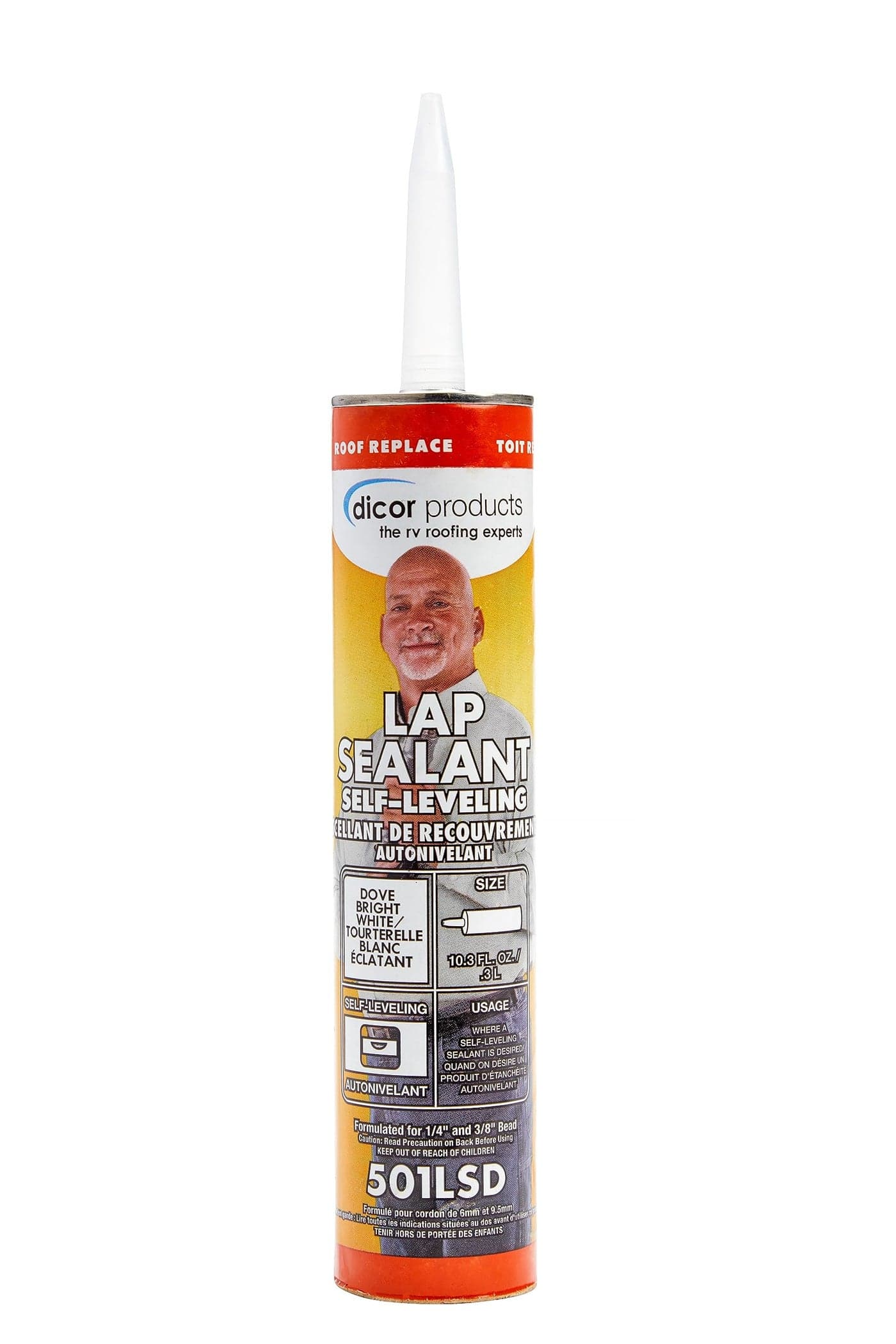 Dicor 501LSD1 HAPSFree SelfLeveling Lap Sealant for horizontal surfaces 103 Oz Dove Bright White Secure Ideal for RV Roofing Maintenance Repair Appliance Application