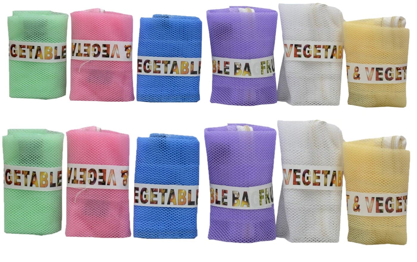 AMPEREUS Multi-Purpose Vegetables Fruits Mesh Fridge Storage Washable Zip Bags.(12 PCS Pack)