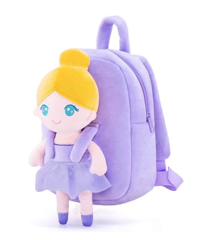 Frantic Kids Soft Cartoon Travelling School Bag Soft Plush 1 Compartment Backpacks Boys Girls Baby for 2 to 5 Years Baby/Boys/Girls Nursery, Preschool, Picnic(1_Purple_BallerinaDoll_2023_A)