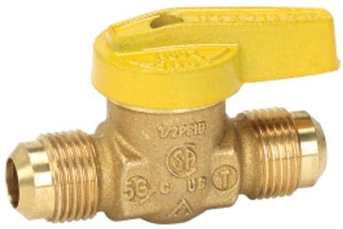 Homewerks VGV1LHT2B Premium Gas Ball Valve Flare Inlet/Outlet, Brass, 3/8-Inch, 3/8 Inch