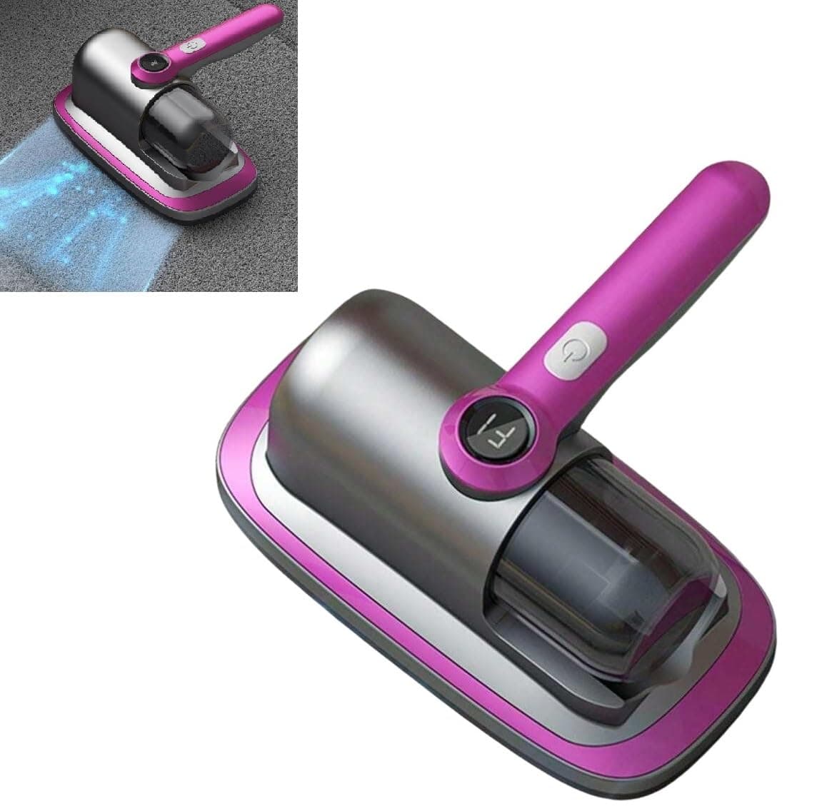 ELEXIQ Cordless Dust Mite Cleaning Machine Mattress Sofa Car Vacuum Cleaner2 Gear Mite UV Bed Vacuum Cleaner Digital Display Handheld Mite Remover Suitable for Mattress Sofa Car Cleaning