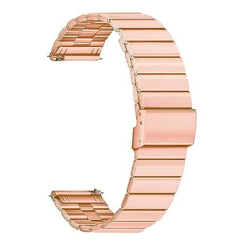ACM Watch Strap Stainless Steel Metal 20mm compatible with Noise Noisefit Diva 2 (NOT SUITABLE FOR DIVA 1 ONLY FOR DIVA 2 20MM MODEL,CHECK STRAP SIZE OF YOUR DIVA 2) Smartwatch Adjustable Belt Band Rose Gold Pink