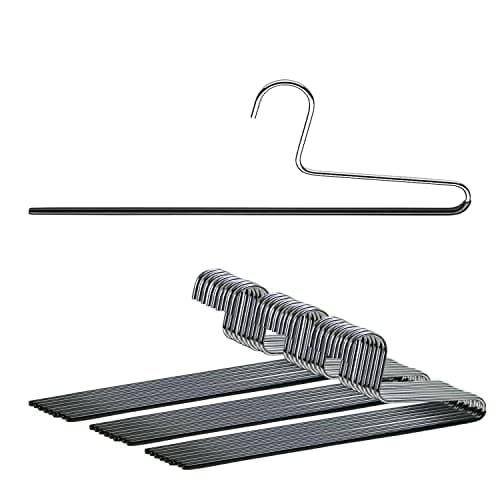 Mawa by Reston Lloyd NonSlip Space Saving Clothes Hanger with Single Rod for Pants Style KH1 Set of 30 Black