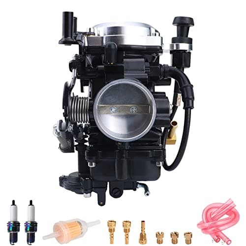 CV40 Carburetor with Choke Cable for Harley Davidson Sportster XL XLH 883 1200 Softail Touring Dyna Road King Carb 2742199 Silver Cover