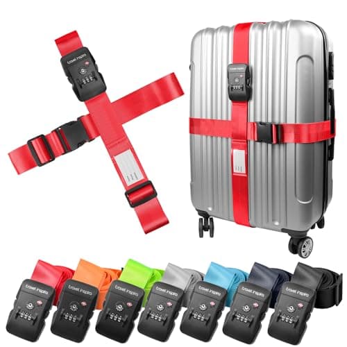 Travel Inspira TSA Lock Luggage Straps for Suitcases AntiBurst Protection High Visibility Color Easy Identification Adjustable HeavyDuty Belt for 2032 Inch Suitcases