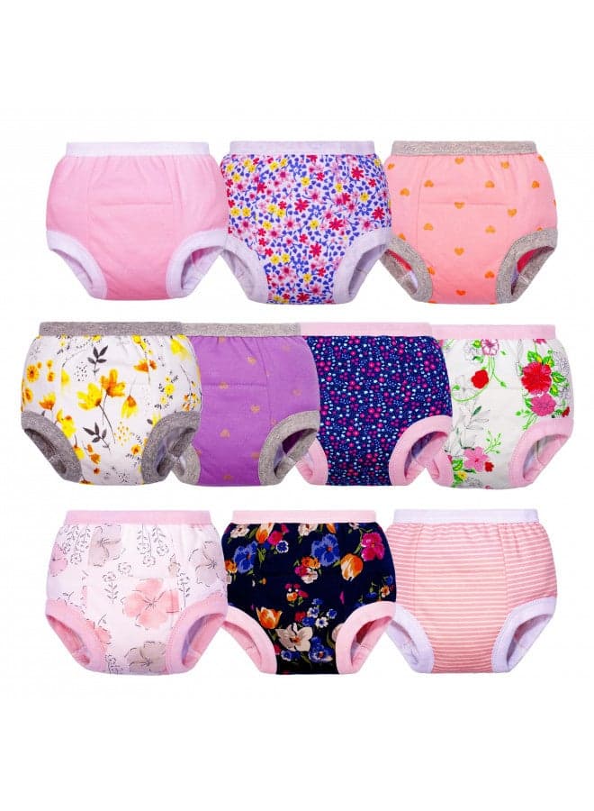 BIG ELEPHANT Baby Girls Training Underwear, Toddler Cotton Potty Training Pants Soft Absorbent, 3T