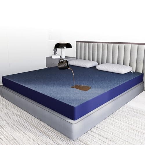 CareFoam 100% Waterproof Premium Cotton Mattress Protector | Breathable and Hypoallergenic Ultra Soft Fitted Bed Protector | Small Double 72 x 48 Inch, Fits 10 Inch Blue | Teen beds Compact Doubles