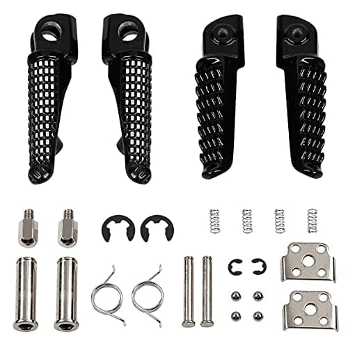 Motorcycle Footpeg Front and Rear Footrest Foot Pegs Fits For Kawasaki ZX6R 2003-2011 Kawasaki Z750 Z1000 2007-2012, ZX14 2006-2013, ZZR1200 2000-2006, ZX-10R 2004-2012, ZX-9R 1998-2003 (black)