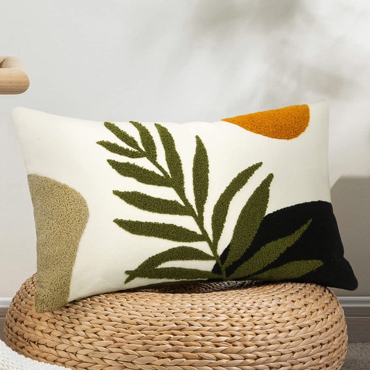 Merrycolor Boho Lumbar Throw Pillow Covers 12x20 Tufted Abstract Mid Century Modern Pillowcases Bohemian Aesthetic Decorative Pillows for Couch Bed Sofa Living Room 1PCGreen and Black