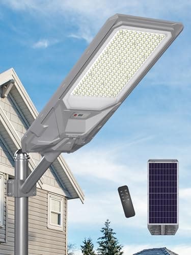 Ofuray Of13000W Solar Street Lights Outdoor High Power Solar Security Flood Lights 6500k Parking Lot Lights Commercial Dusk to Dawn IP67 with Remote Control for StreetCourtBarn