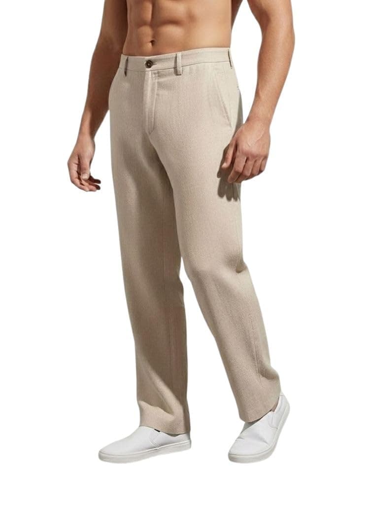 SMOWKLY Casual Trousers for Men |Men’s Regular Fit Straight Pants |Comfortable Stylish Trousers for Men |Soft Fabric Chinos for Everyday Wear, Travel & Office |Linen Cotton Bottom Wear(1692_LGRY_38)