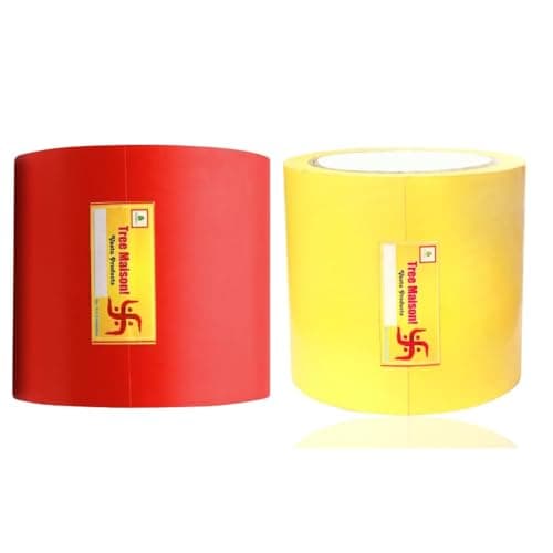 TREEMAISON Vastu Red - Yellow Tape | Size - 4 Inch (96 mm) Approx | Length- 20 Meter (Approx) | Vastu Tape Remedy for Toilet | Vastu Tape for Main Door | Tape Remedy for Negative Entrance | Pack of 2