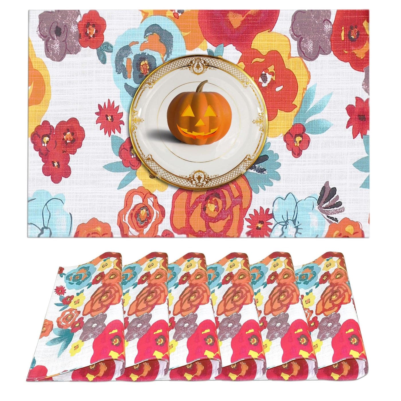 Ruvanti Placemats 100 Cotton 13x19 Inch Dining Table Placemats Set of 6 Modern Place Mats for Dining Table Decor Kitchen Table Linens Coffee Mat for Christmas Dinners Multi Flower