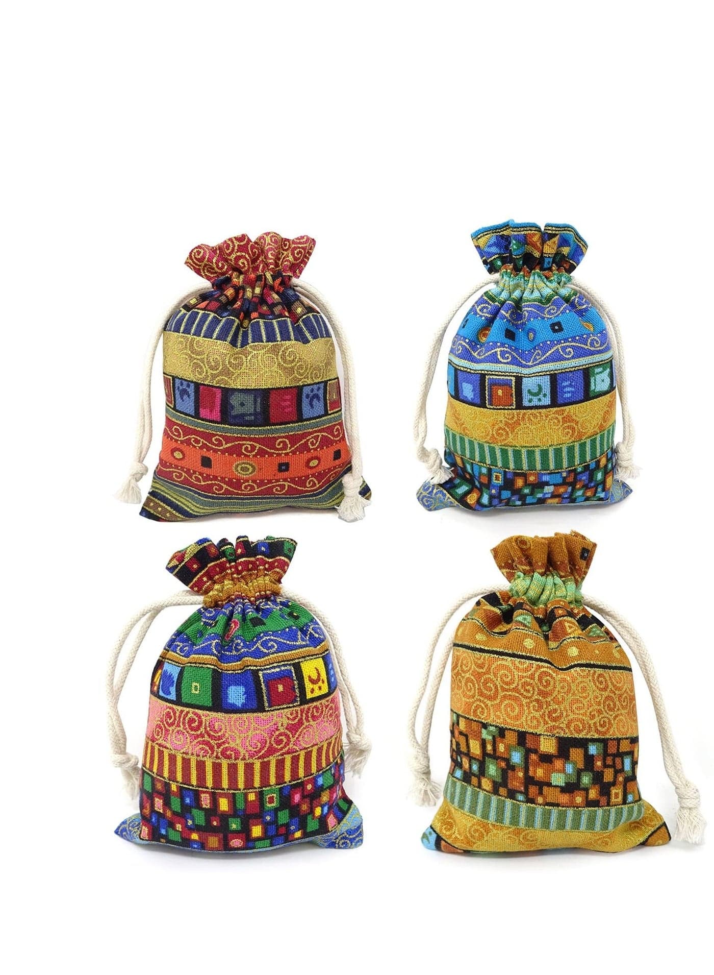 Ethnic Style Jewelry Coin Pouches Mixed Color Drawstring Bag Small Cloth Burlap Bags Gift Purse for Candy Wedding Party Favors