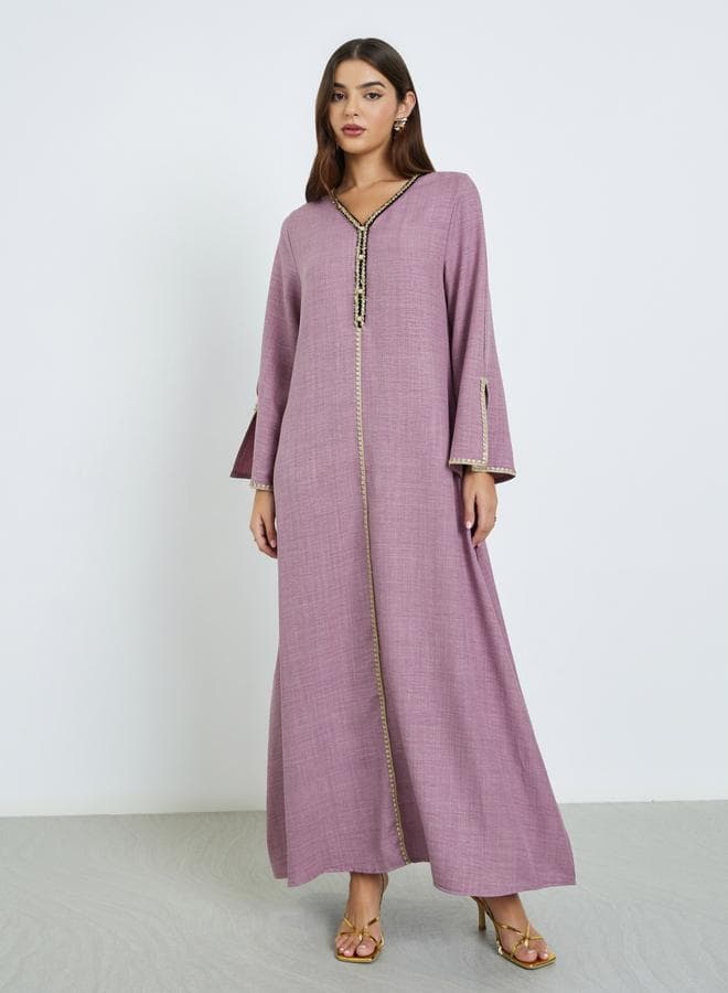 Pink Slit Sleeve A-Line Jalabiya