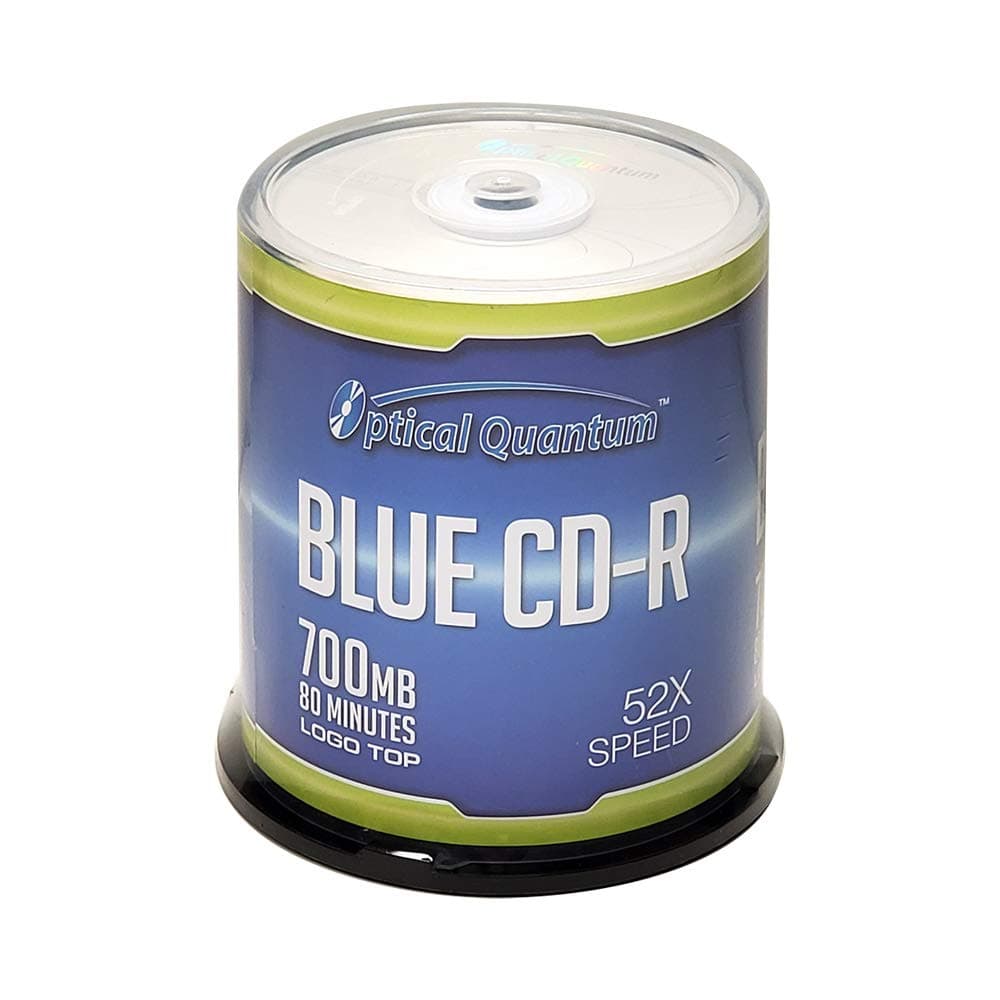 Optical Quantum Blue AZO CD-R 700MB 52X Recordable Media Disc for Data and Music 100pk Spindle Frustration Free Box