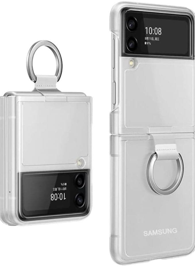Compatible with Samsung Galaxy Z Flip 4 Case Clear Hard PC Cover with Ring Holder Ultra-Thin Shockproof Protector Case for Galaxy Z Flip 4 (Clear)