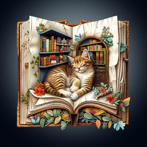 WOODBESTS Wooden Puzzles for Adults Cat in The Book Wood Puzzles Adult195 Pieces M 106 104in Unique Shape Wooden Animal Jigsaw Puzzles Birthday Gifts for Adults Family Game
