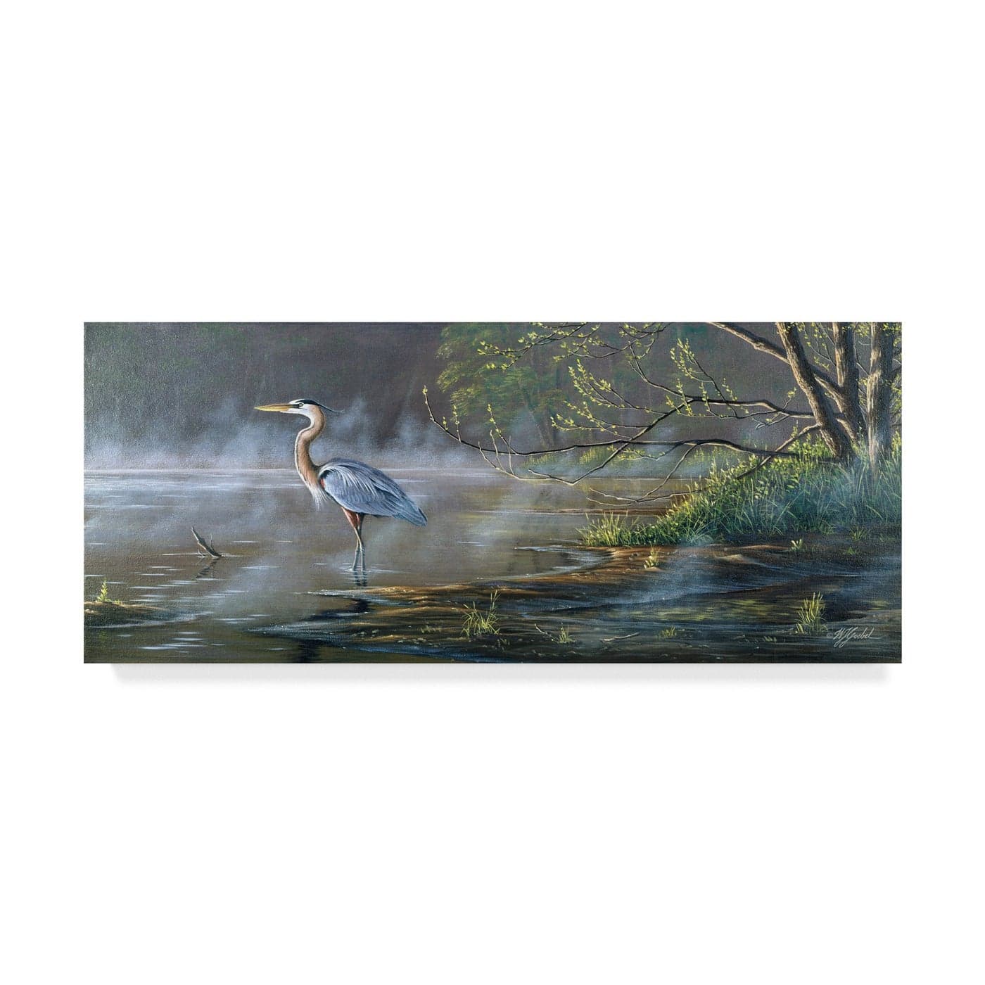 Quiet Cove Great Blue Heron by Wilhelm Goebel 8x19Inch
