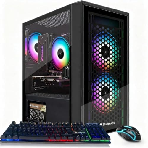 STGAubron Gaming PC Computer Desktop, Intel i7 Xeon E5, Radeon RX 550 4G, 16GB RAM, 512GB SSD, WiFi, BT 5.0, RGB Fan x3, Windows 11 Home, Gaming Computer Tower for Gamer,Streaming