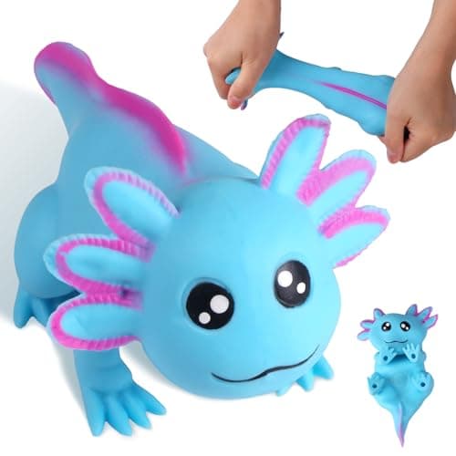 Axolotl Stress Balls for Adults and Kids Blue Squishy Toys Cute Stress Relief Sensory Fidget Toys Sand Filled Stretch Animal Squeeze Toys for Boys and Girls