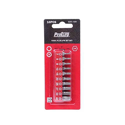 Protorq TORX PLUS IPR, Torx Plus 5-Point Tamper-Proof Security Bits (IPR 7-IPR 40), 25mm, 10 -Pieces, High Grade S2 Steel