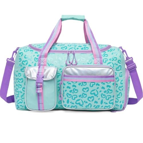 Kids Duffle Bag Girls Women Travel Bag Gifts Overnight Bags for Girls Women Dance Sleepover Bags for Kids with Shoes Compartment
