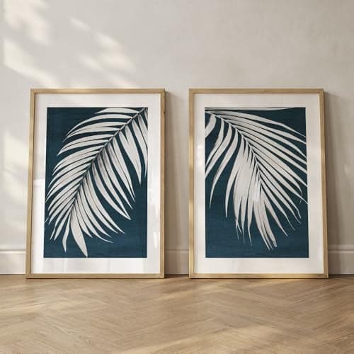 COLOSSAL ART HOUSE Set of 2 Floral Wall Painting for Bedroom & Paintings for Living Room Wall Decor - (10x13 Inch, Wall Art Paintings) (White)