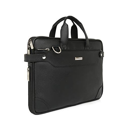 Zipline Laptop bags for men office use | Faux Leather Laptop Bag for Man - Fits 14/15.6/16 inch Laptop, Macbook, Macbook Pro Messenger Bags for Mens (1-Black Bag)
