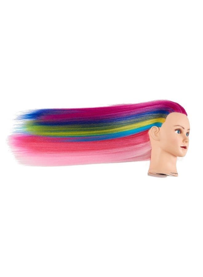 Training Head 26"-28" Mannequin Head Hair Styling Manikin Cosmetology Doll Head Synthetic Fiber Hair Hairdressing Training Model Free Clamp (1711W0320)