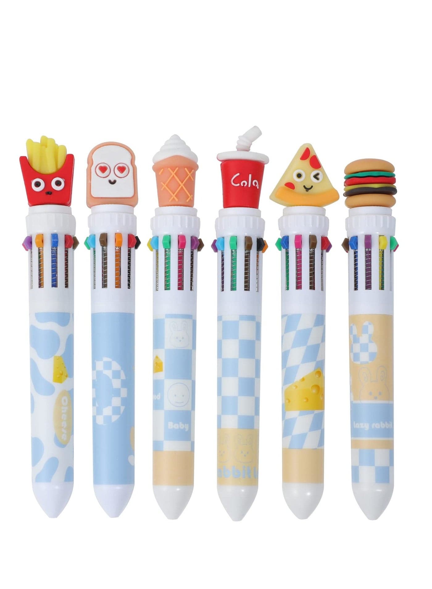 Kawaii Multicolor Pens 6 Pcs 0.5mm 10-in-1 Retractable Cute Pens Kawaii Office School Supplies Kawaii Stationary for Kids, Girls, Boys
