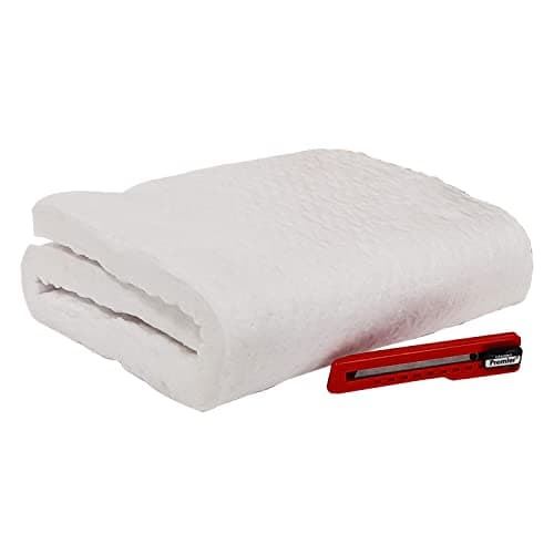 Ceramic Fiber Insulation Blanket - 1” x 12” x 32” - 8# Density 2400F - Fireproof Insulation Blanket for Wood Stove, Forge, Furnace, Fireplace, Kiln, Pizza Oven, Dishwasher, Chimney, Boiler, and More