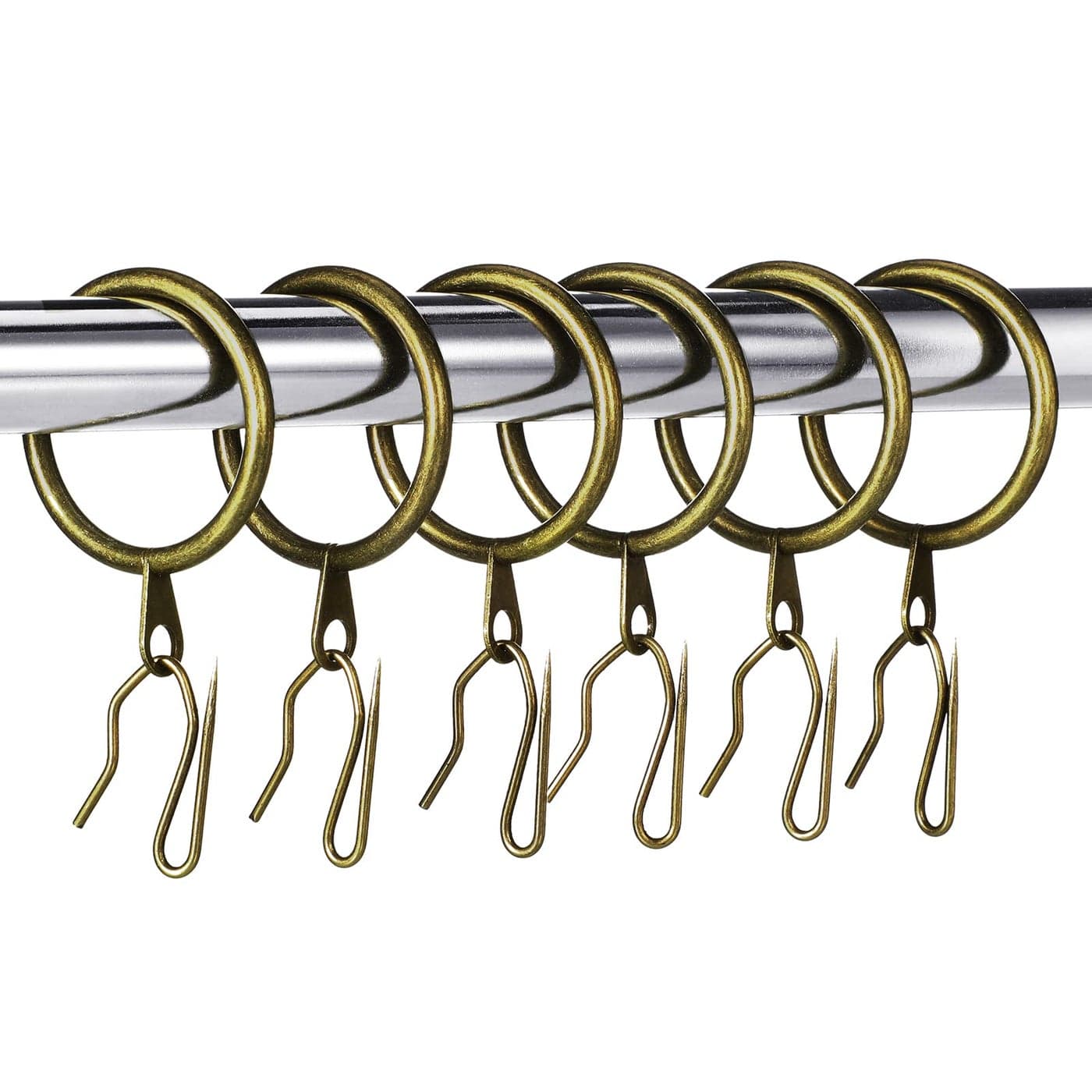 Hotop 30 Pcs Metal Drapery Curtain Rings 098126165 inch Interior Diameter and 30 Pcs Hanging Curtain Drapery Pin Hooks for Window Door ShowerOilRubbed Bronze32 mm